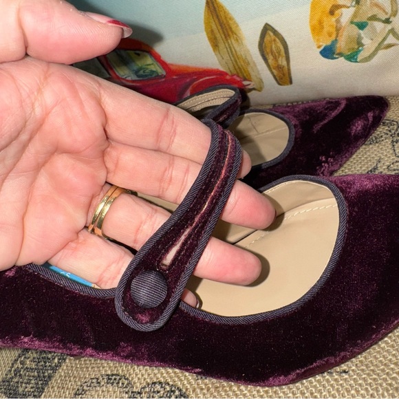 Draper James Ruby Mary Jane Pump In Red Wine Velvet Size 8.5 - Picture 7 of 12